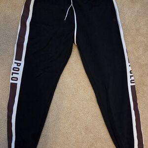 Ralph Lauren Black Track Pants with White Drawstring